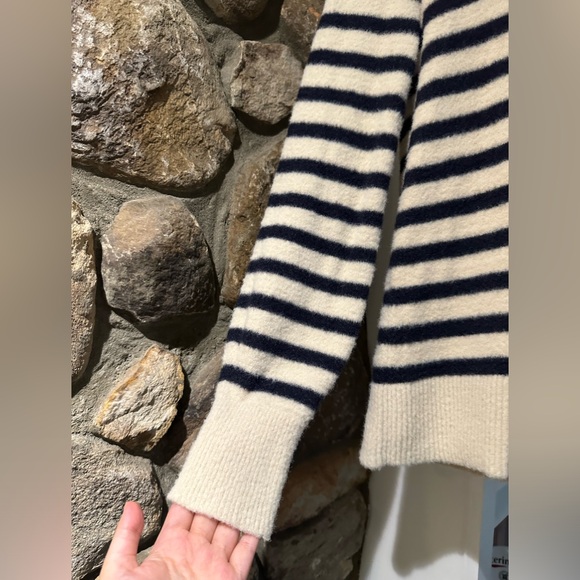 LOFT Cream and black Striped Cozy Fuzzy Sweater Size XS. Excellent condition. - Picture 5 of 8